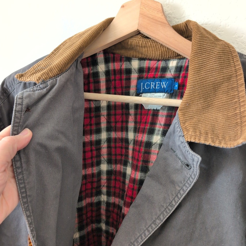 Vintage J.Crew Mens Gray Flannel Lined Thinsulate Barn Jacket‎ Field Coat Small